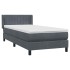 Cama box spring con colchón terciopelo gris oscuro 90x220