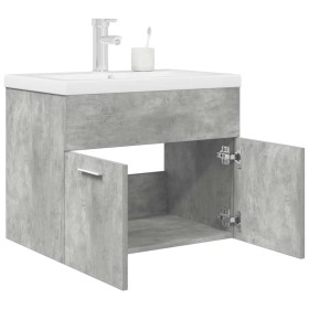 Mueble de baño con lavabo incorporado y grifo gris