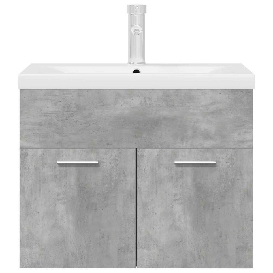 Mueble de baño con lavabo incorporado y grifo gris