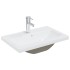 Mueble de baño con lavabo incorporado y grifo gris