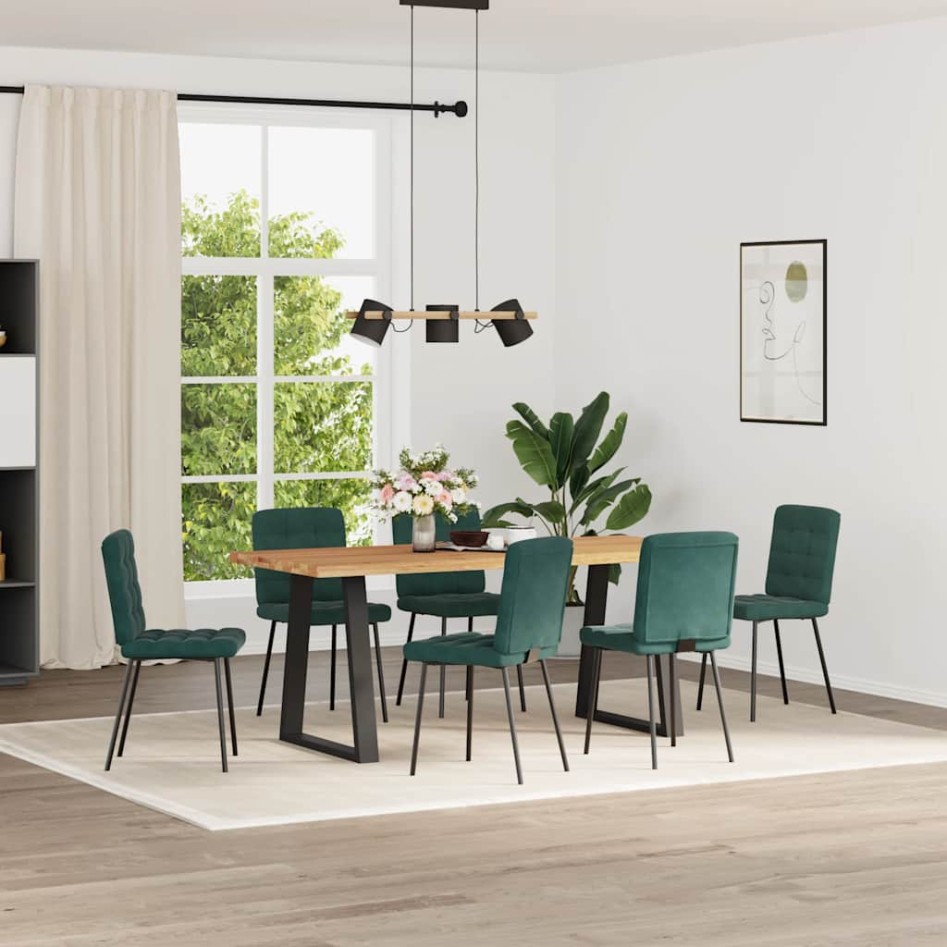 Sillas de comedor 6 unidades terciopelo verde