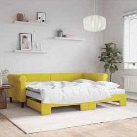Sofá cama nido con colchón terciopelo amarillo 90x200
