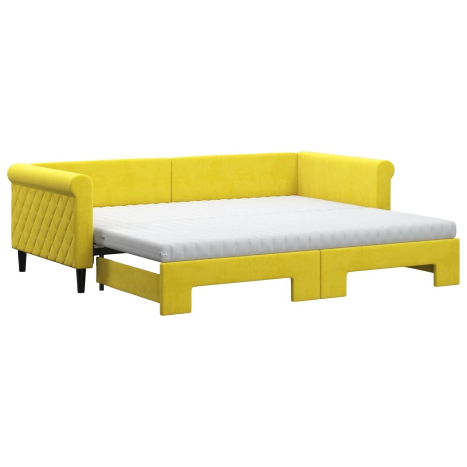 Sofá cama nido con colchón terciopelo amarillo 90x200