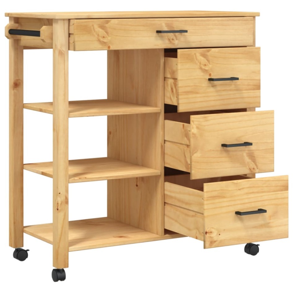 Carrito de cocina MONZA madera maciza de pino 84x40x90