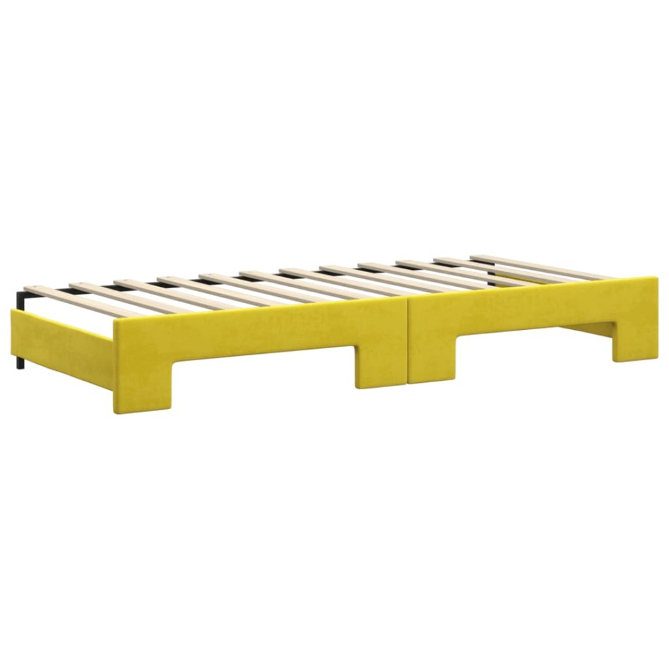 Sofá cama nido con colchón terciopelo amarillo 90x200