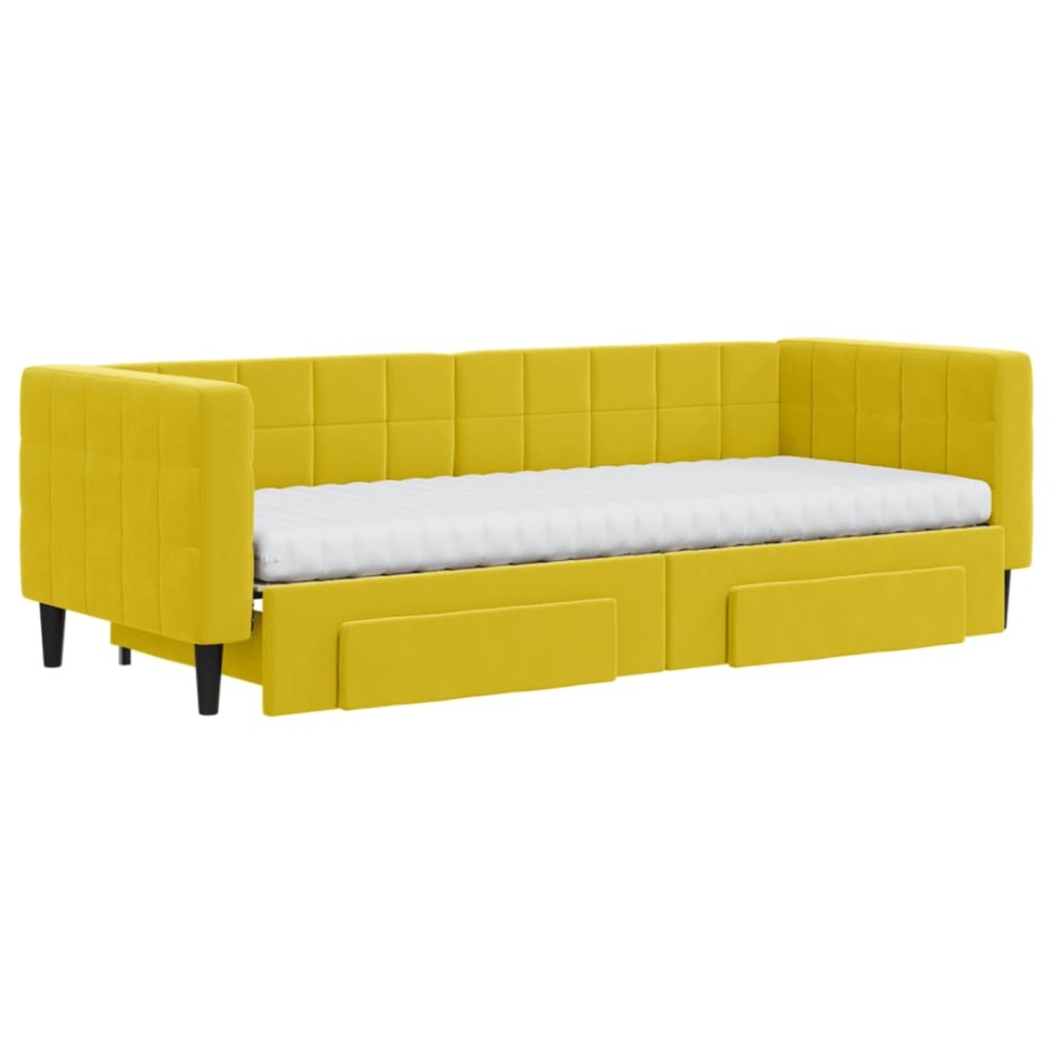 Sofá cama nido con cajones terciopelo amarillo 80x200