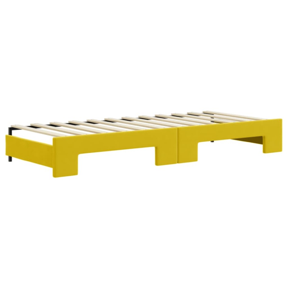 Sofá cama nido con cajones terciopelo amarillo 80x200