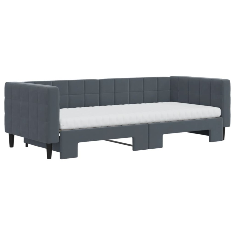 Sofá cama nido con colchón terciopelo gris oscuro 90x200