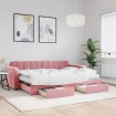 Sofá cama nido con cajones terciopelo rosa 80x200 cm