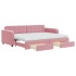 Sofá cama nido con cajones terciopelo rosa 80x200