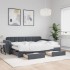 Sofá cama nido con cajones terciopelo gris oscuro 80x200