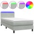 Cama box spring con colchón terciopelo gris claro 90x210