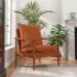 Sillón de cuero auténtico marrón con madera de