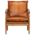Sillón de cuero auténtico marrón con madera de