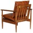 Sillón de cuero auténtico marrón con madera de