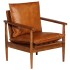 Sillón de cuero auténtico marrón con madera de