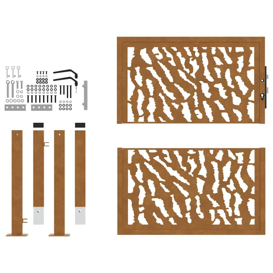 Puerta de jardín diseño con listón acero desgastado 105x105