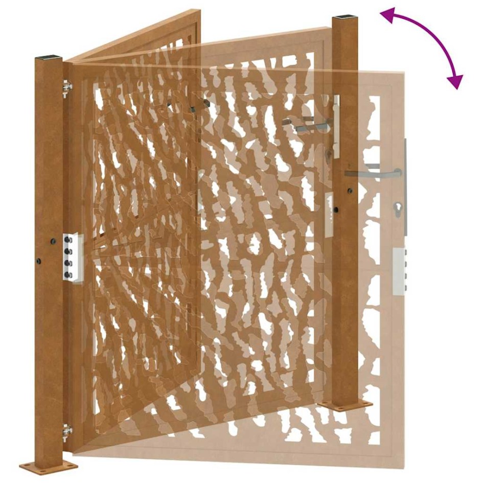Puerta de jardín diseño con listón acero desgastado 105x105