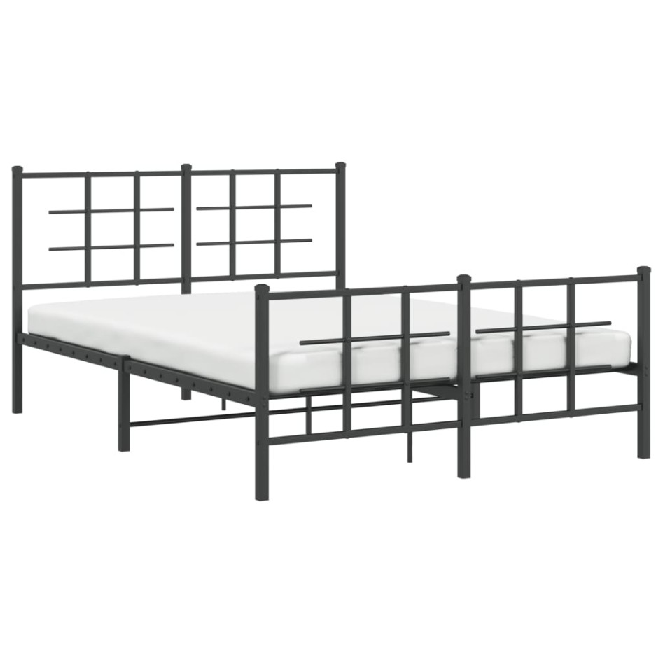 Estructura de cama cabecero y estribo metal negro 140x190