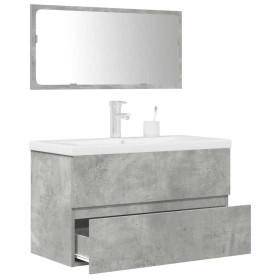 Set muebles de baño 2 piezas madera contrachapada gris