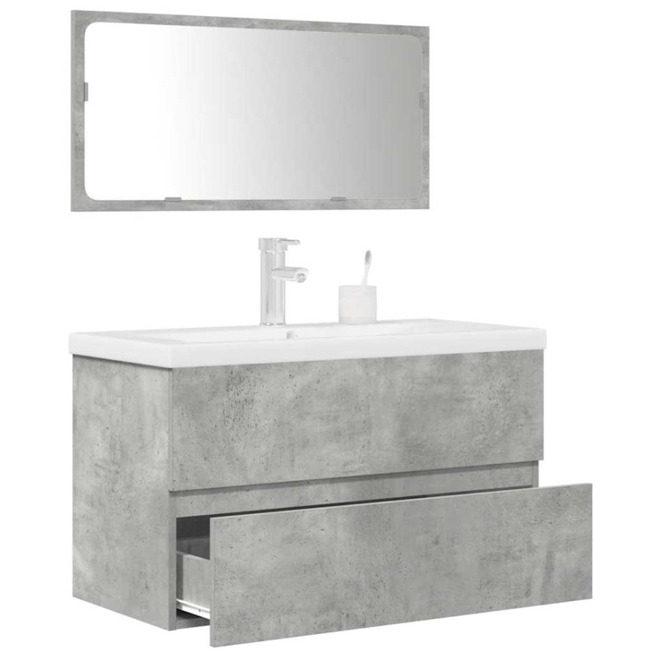 Set muebles de baño 2 piezas madera contrachapada gris