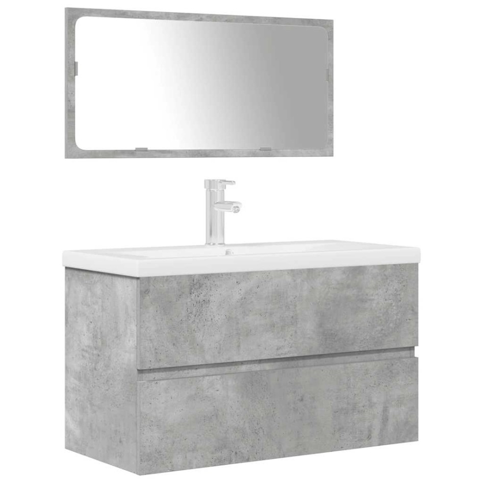Set muebles de baño 2 piezas madera contrachapada gris