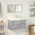 Set muebles de baño 2 piezas madera contrachapada gris