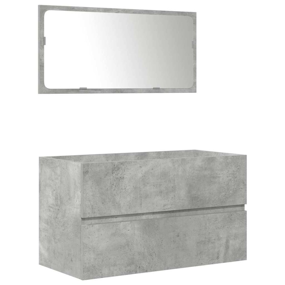 Set muebles de baño 2 piezas madera contrachapada gris