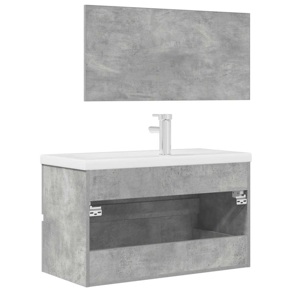 Set muebles de baño 2 piezas madera contrachapada gris