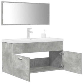 Set muebles de baño 2 piezas madera contrachapada gris