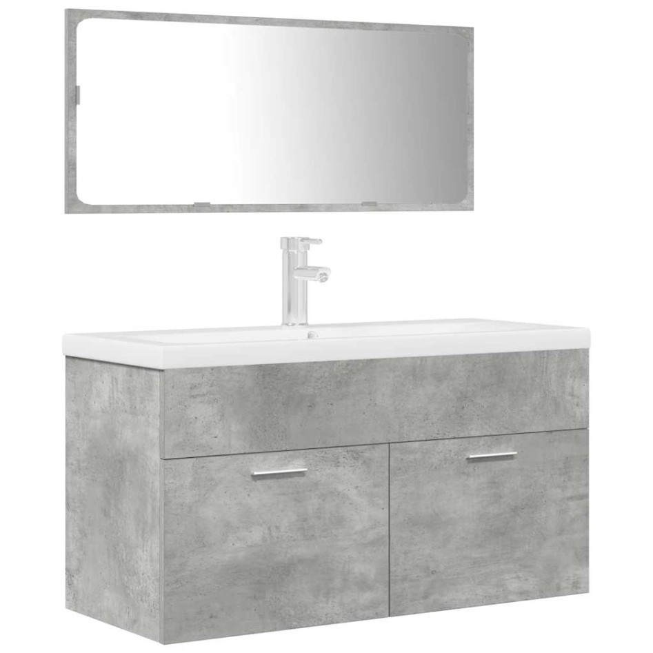 Set muebles de baño 2 piezas madera contrachapada gris