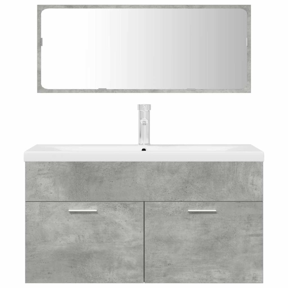 Set muebles de baño 2 piezas madera contrachapada gris