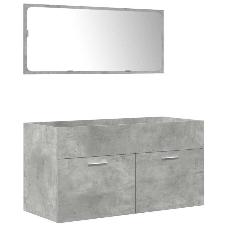 Set muebles de baño 2 piezas madera contrachapada gris