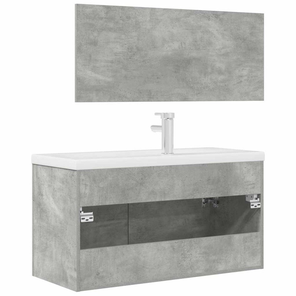 Set muebles de baño 2 piezas madera contrachapada gris