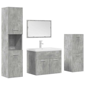 Set muebles de baño 5 piezas madera ingeniería gris
