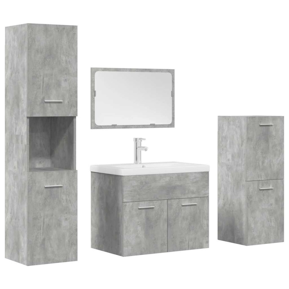 Set muebles de baño 5 piezas madera ingeniería gris