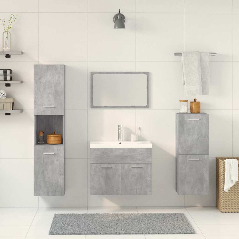 Set muebles de baño 5 piezas madera ingeniería gris