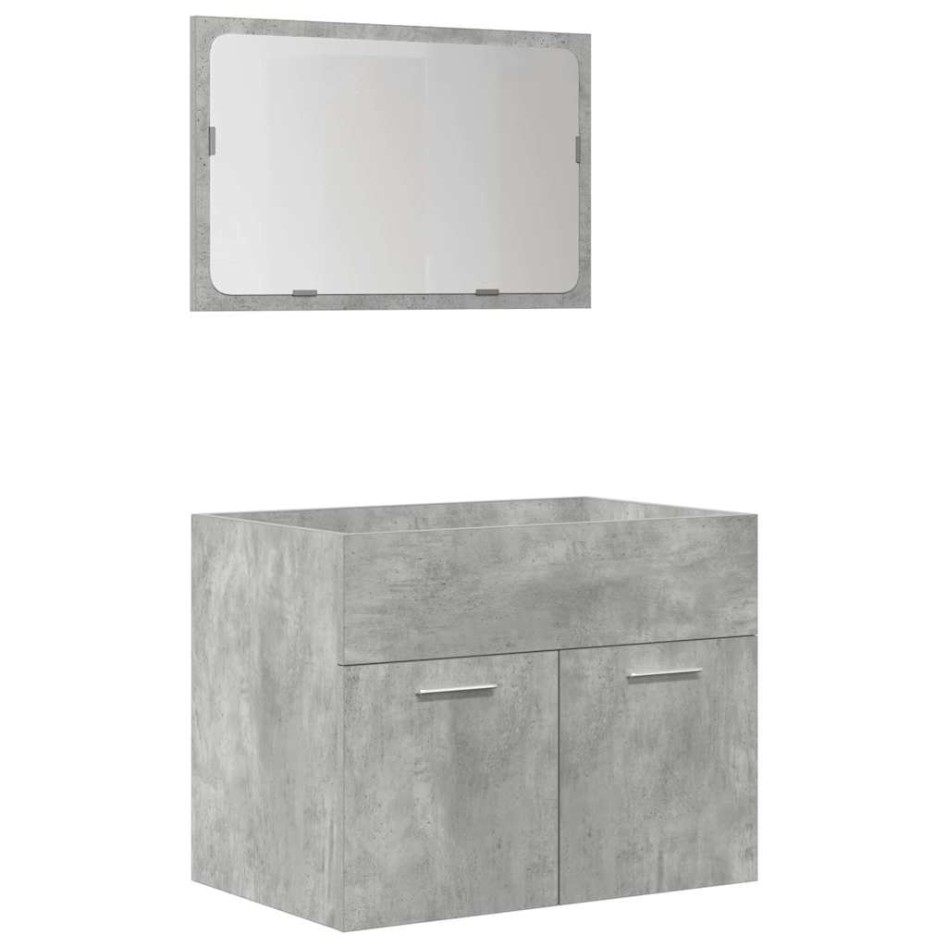 Set muebles de baño 5 piezas madera ingeniería gris