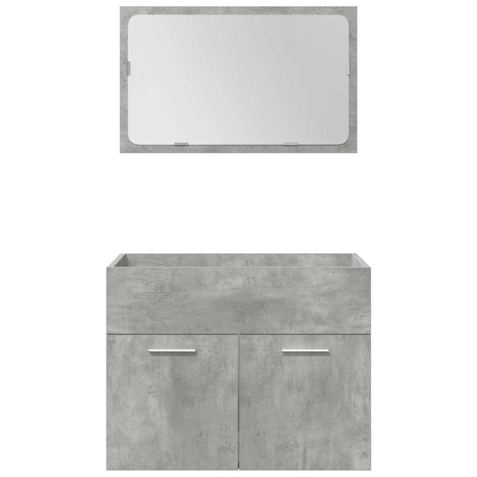 Set muebles de baño 5 piezas madera ingeniería gris
