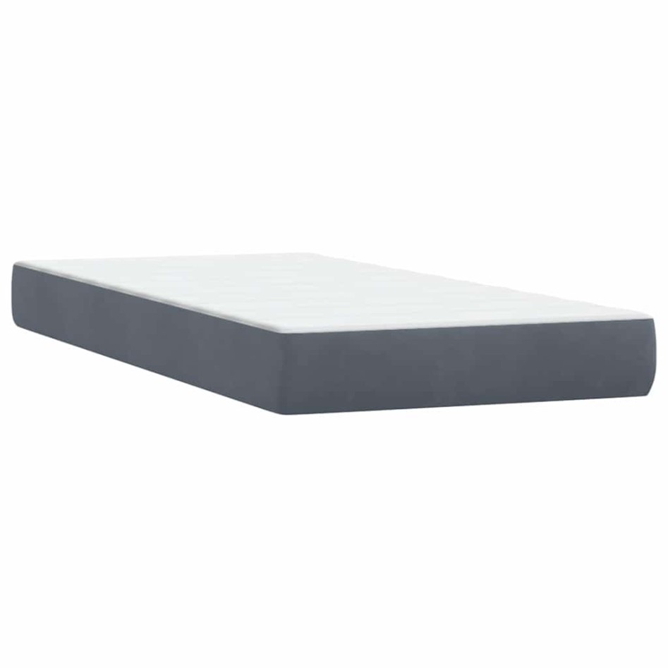 Cama box spring con colchón terciopelo gris oscuro 90x210