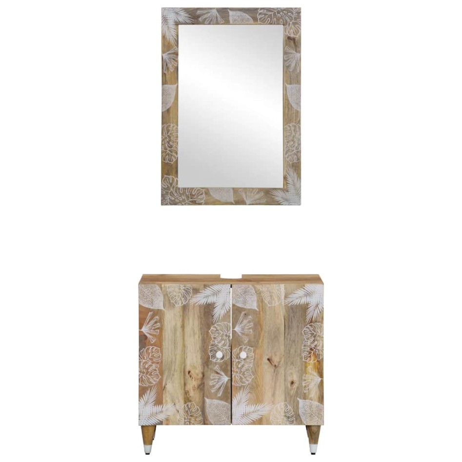 Conjunto de muebles de baño 2 piezas madera maciza de