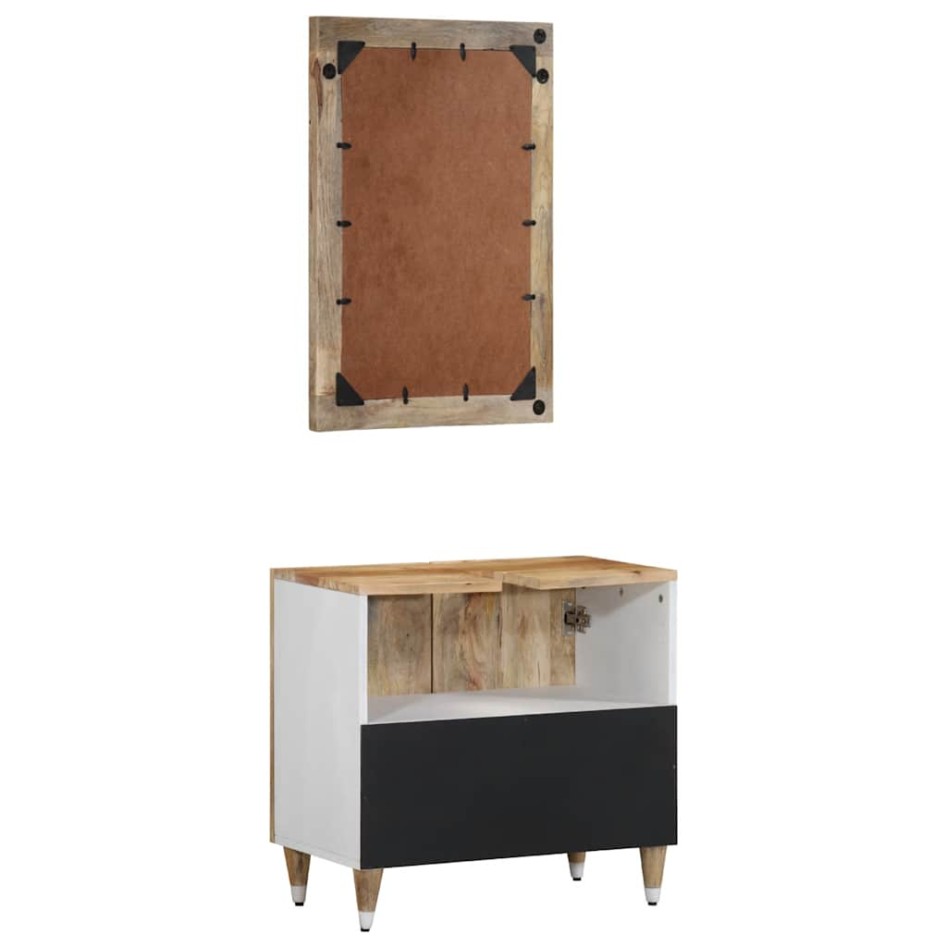 Conjunto de muebles de baño 2 piezas madera maciza de