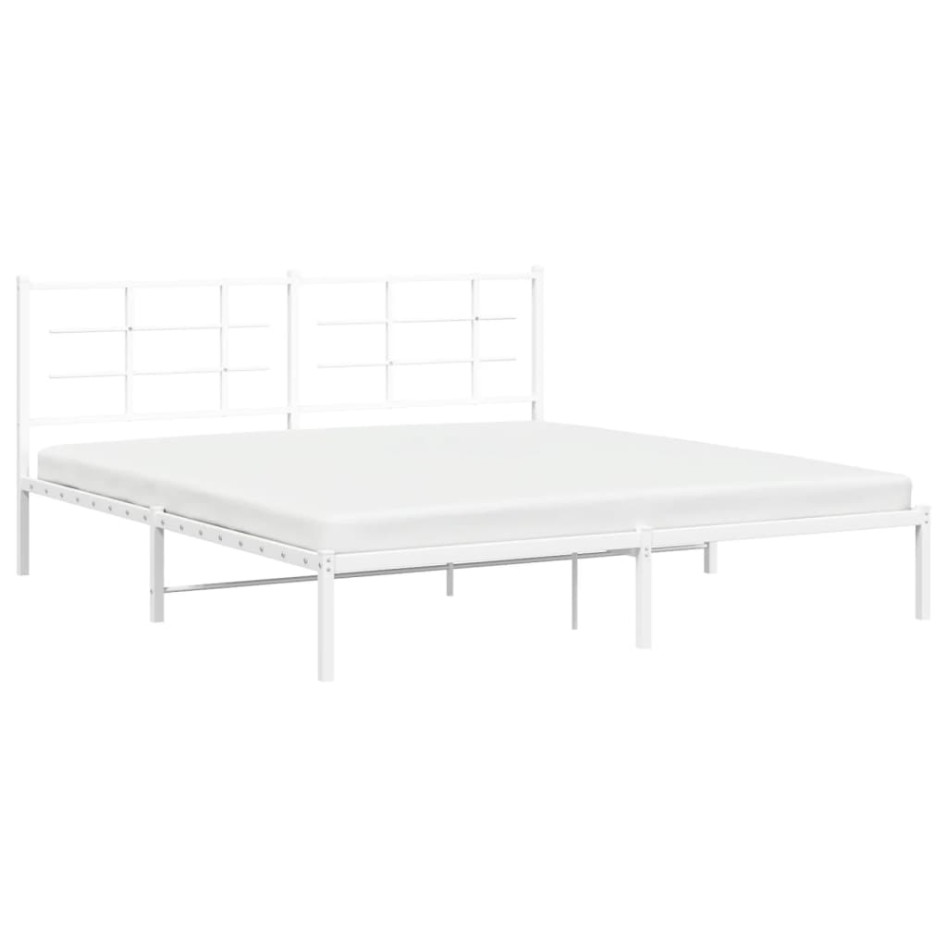 Estructura de cama de metal con cabecero blanco 183x213