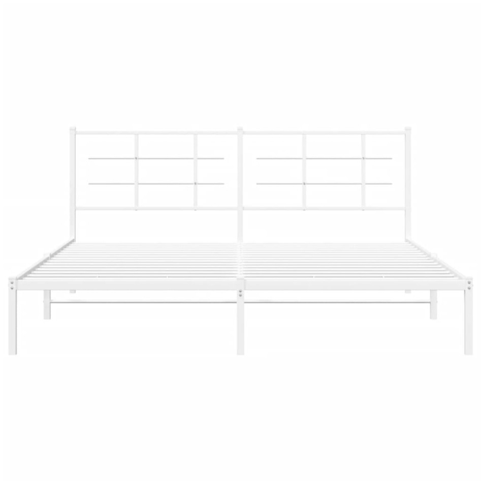 Estructura de cama de metal con cabecero blanco 183x213