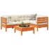 Set de sofás jardín 5 pzas con cojines madera pino marrón