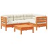 Set de sofás jardín 5 pzas con cojines madera pino marrón