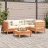 Set de sofás jardín 5 pzas con cojines madera pino marrón
