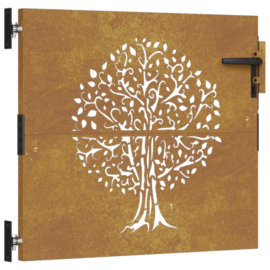 Puerta de jardín acero corten diseño árbol 85x75
