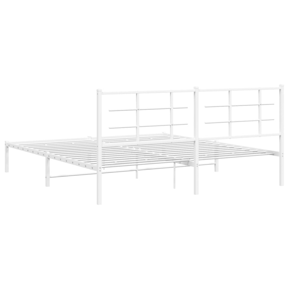 Estructura de cama de metal con cabecero blanco 183x213