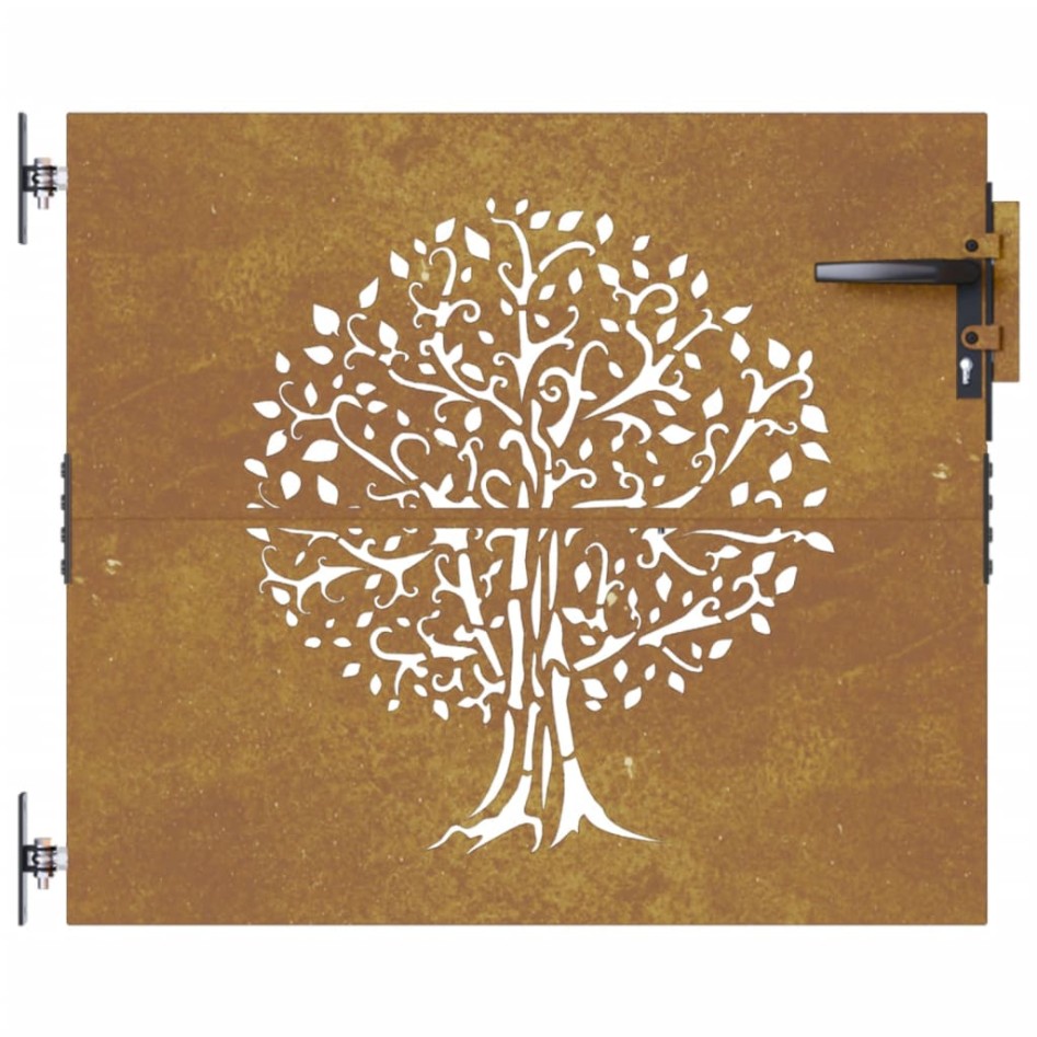 Puerta de jardín acero corten diseño árbol 85x75